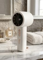 High Speed Rechargeable Turbo Fan Portable Handheld Powerful Mini Hand Fan with Flashlight, Digital Display for Home and Travel