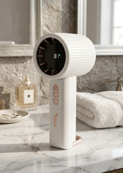High Speed Rechargeable Turbo Fan Portable Handheld Powerful Mini Hand Fan with Flashlight, Digital Display for Home and Travel